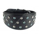 Genuine Leather Dog Collar with Diamante